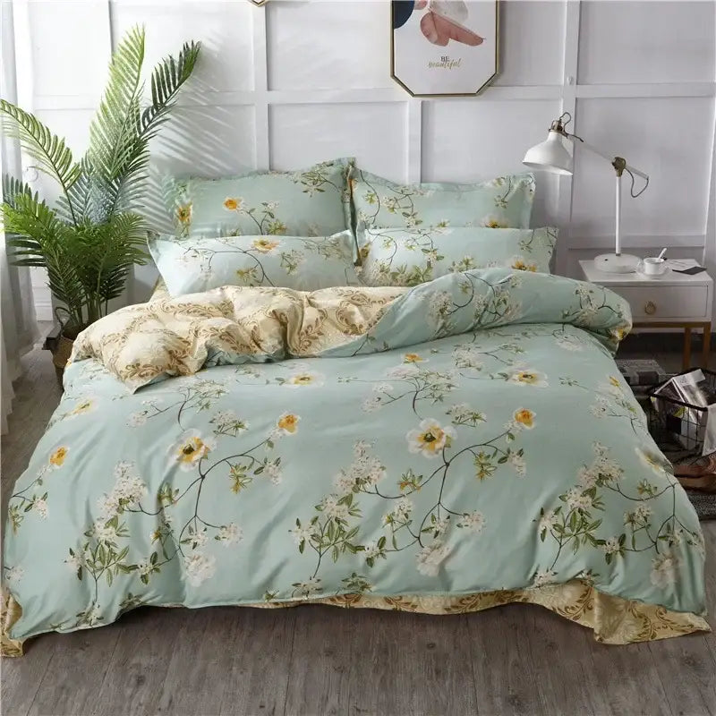 Geometric blue & white king size duvet set bedroom bedding