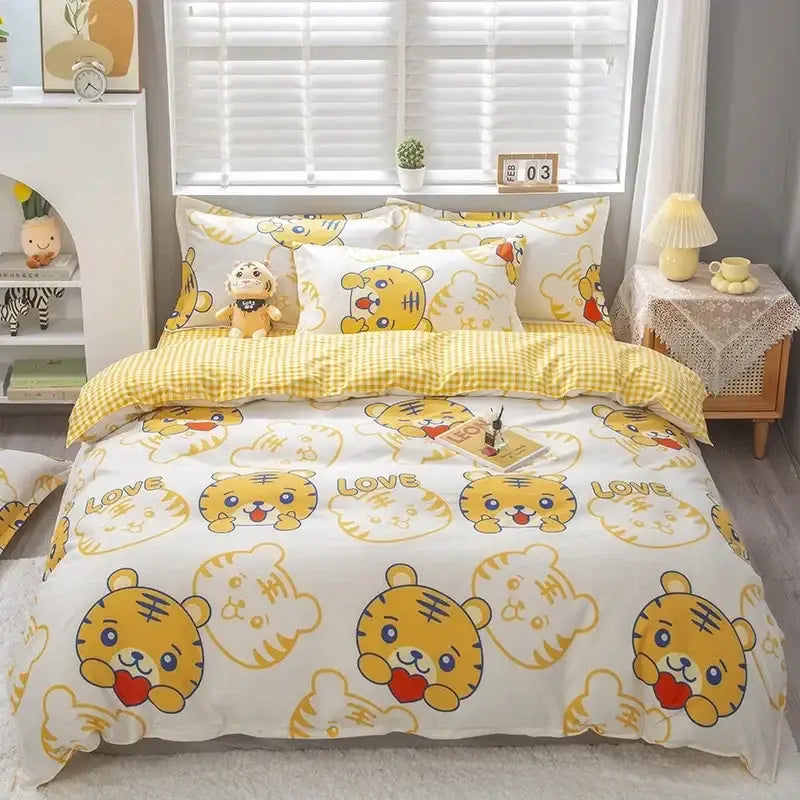 Geometric blue & white king size duvet set bedroom bedding