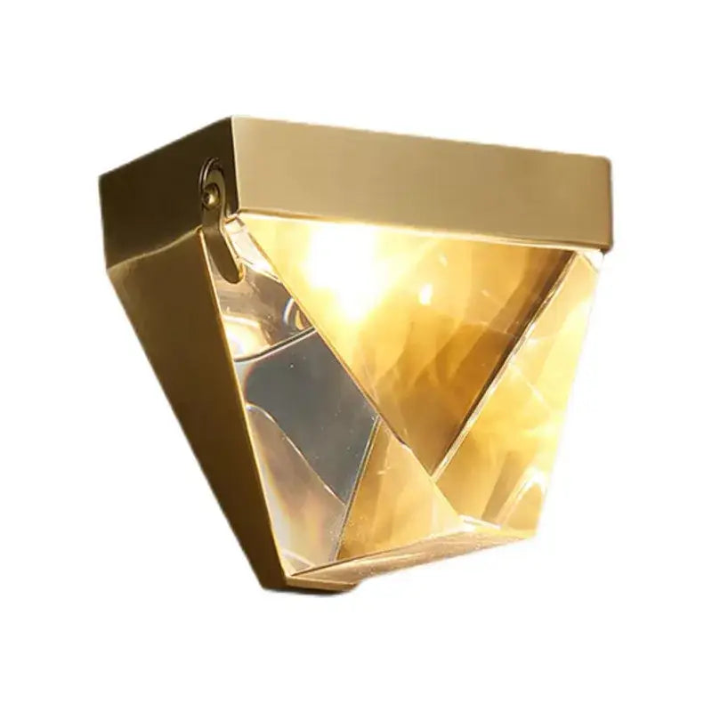 Geometric gold crystal led wall sconce bedroom light