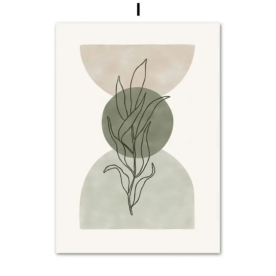 Geometric Leaves Canvas Wall Art