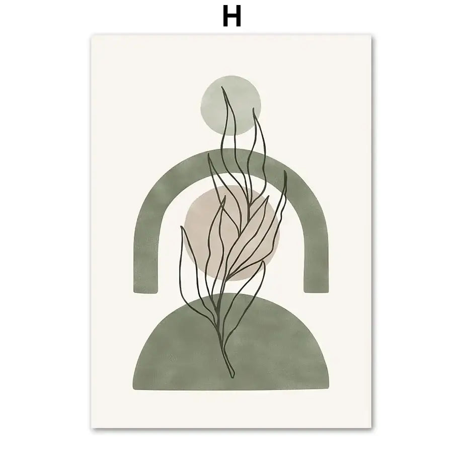 Geometric Leaves Canvas Wall Art