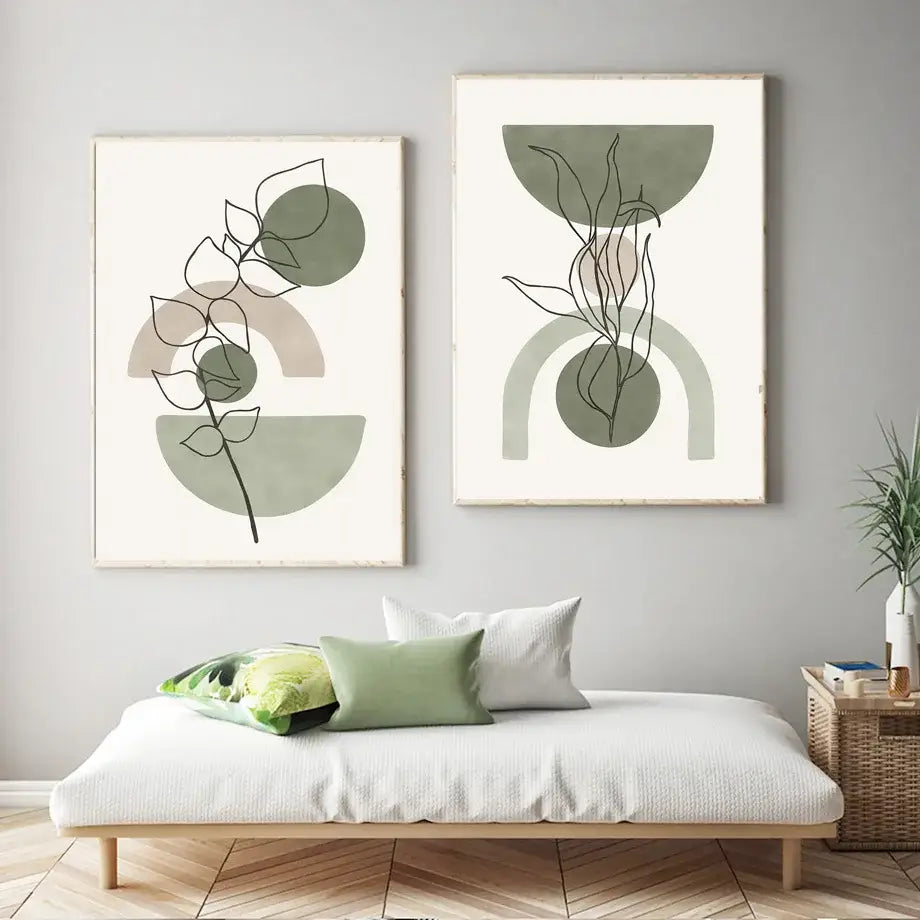 Geometric Leaves Canvas Wall Art
