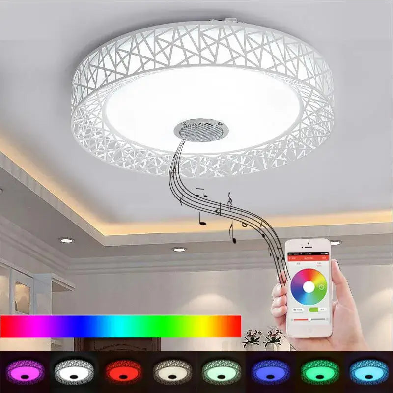 Geometric red lattice bluetooth speaker ceiling light bedroom lamp