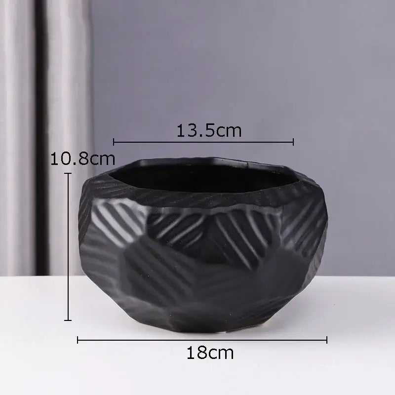 Geometric stacked ceramic vase living room gold white & black decor