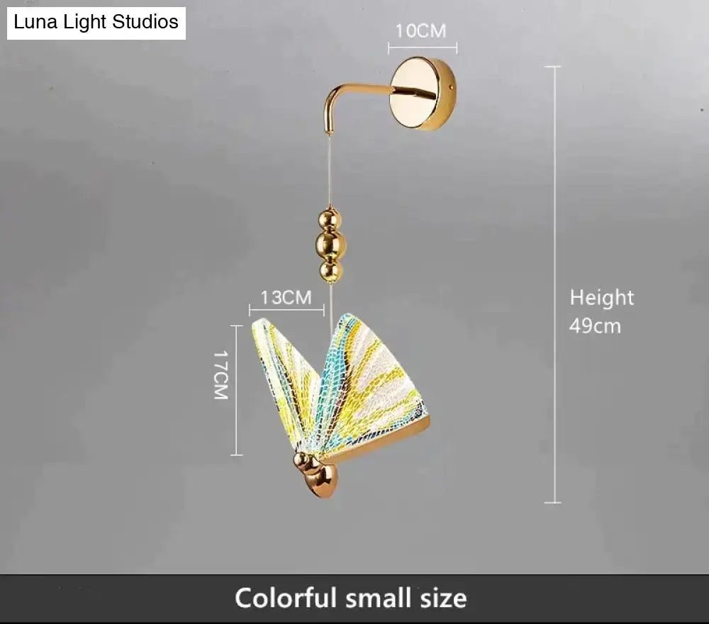 Gold and patterned butterfly led wall light for bedroom