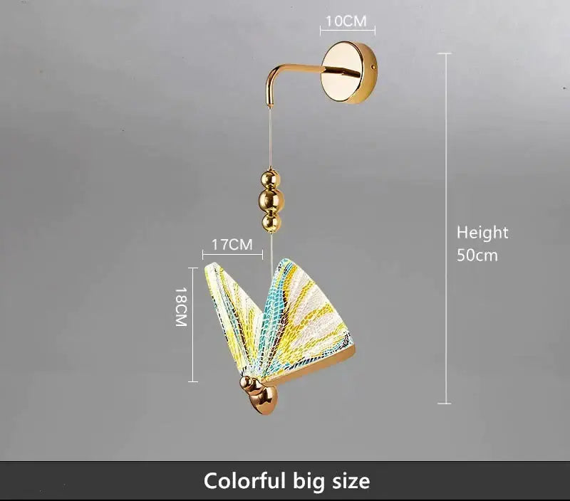 Gold and patterned butterfly led wall light for bedroom