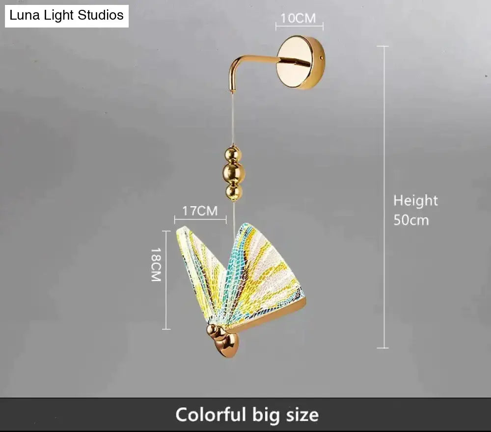 Gold and patterned butterfly led wall light for bedroom