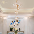 Gold branch glass chandelier led dining room flower light