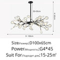 Gold branch shape firefly ceiling chandelier dining room lighting