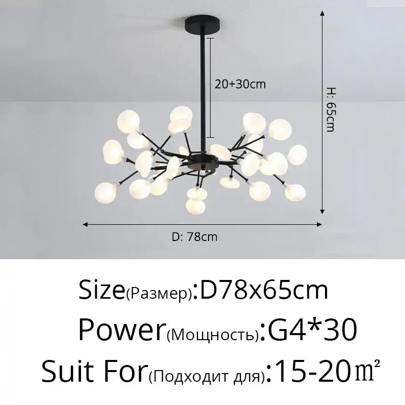 Gold branch shape firefly ceiling chandelier dining room lighting