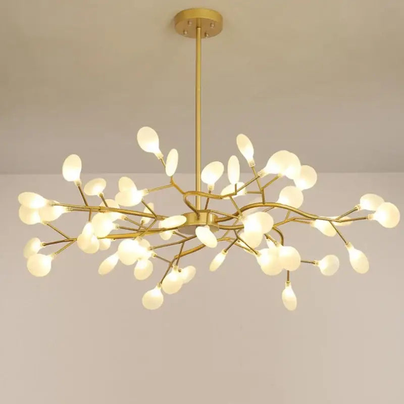 Gold branch shape firefly ceiling chandelier dining room lighting