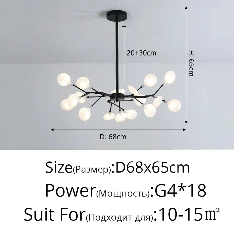 Gold branch shape firefly ceiling chandelier dining room lighting