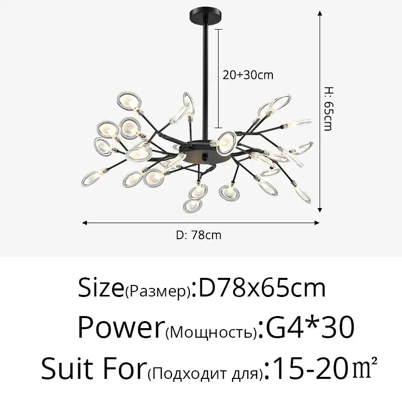 Gold branch shape firefly ceiling chandelier dining room lighting
