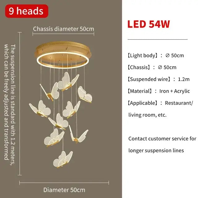 Gold butterfly chandelier living room pendant light