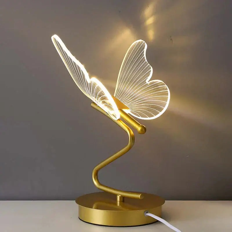 Gold butterfly led table lamp bedroom accent light