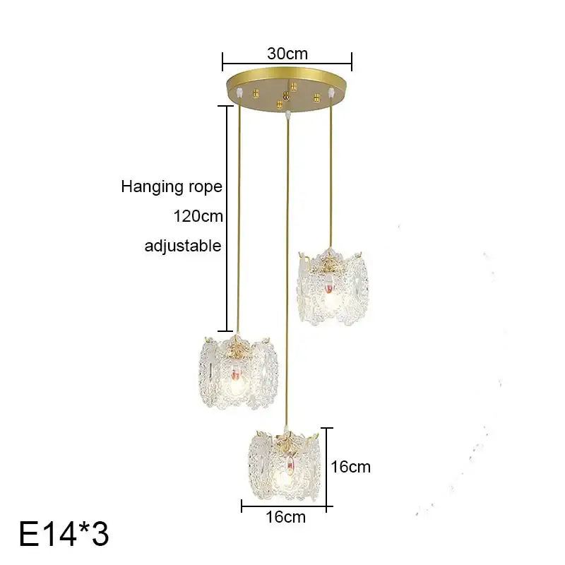 Gold carved glass pearl chandelier for dining room