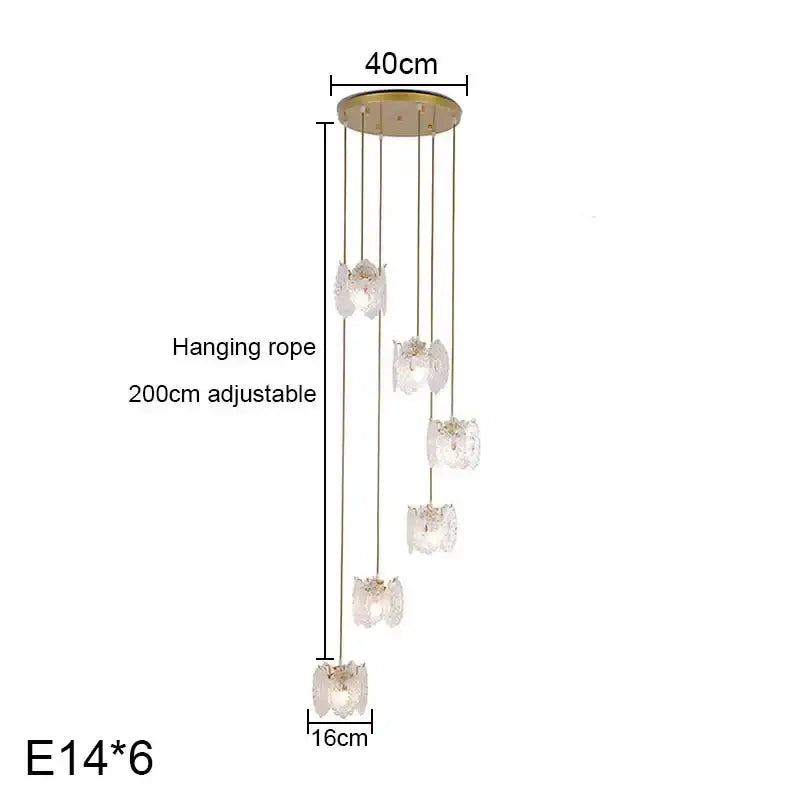 Gold carved glass pearl chandelier for dining room
