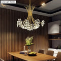 Gold floral led flowers chandeliers with crystals for dining room