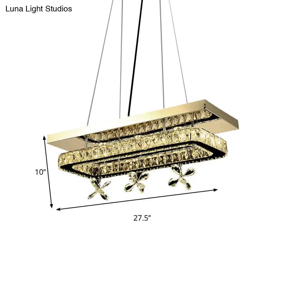 Gold flower deco rectangle ring island light dining room pendant