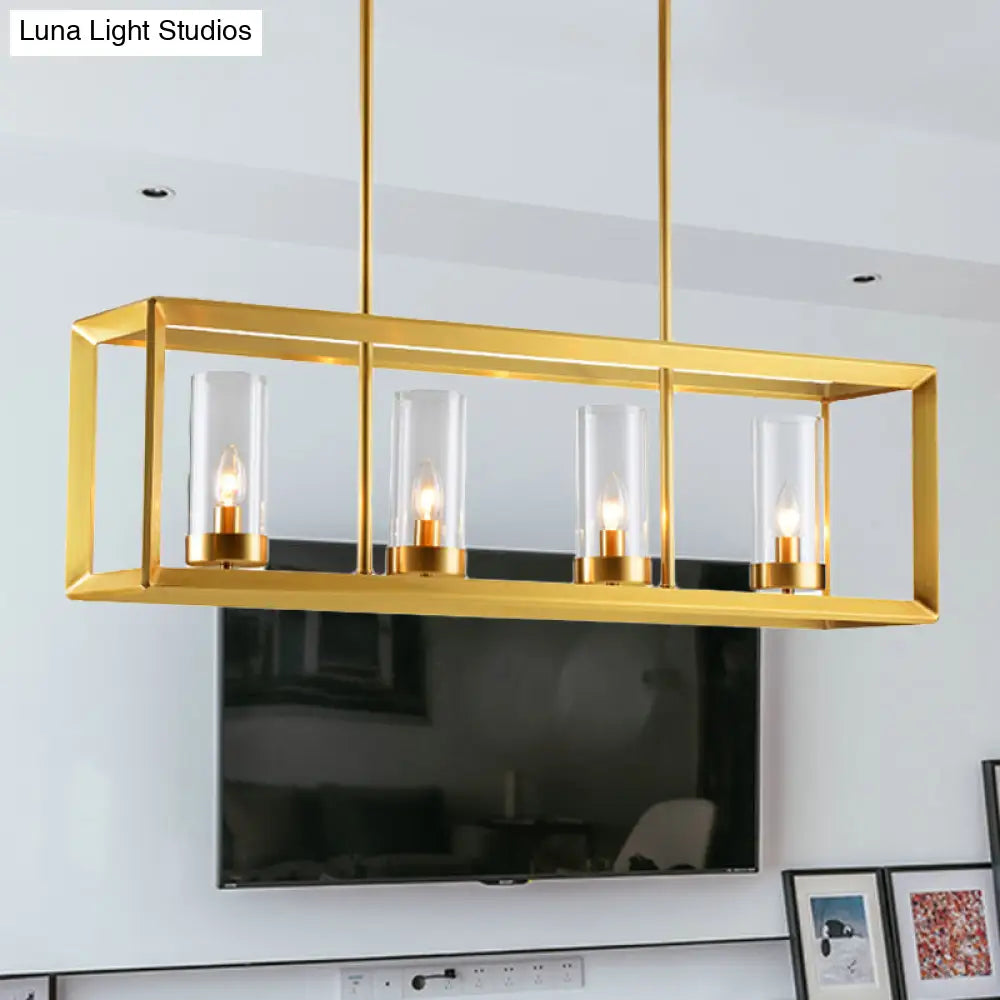DecorBites™ Gold Pendant Island Lights with Clear Glass Shades - Perfect for Dining Rooms