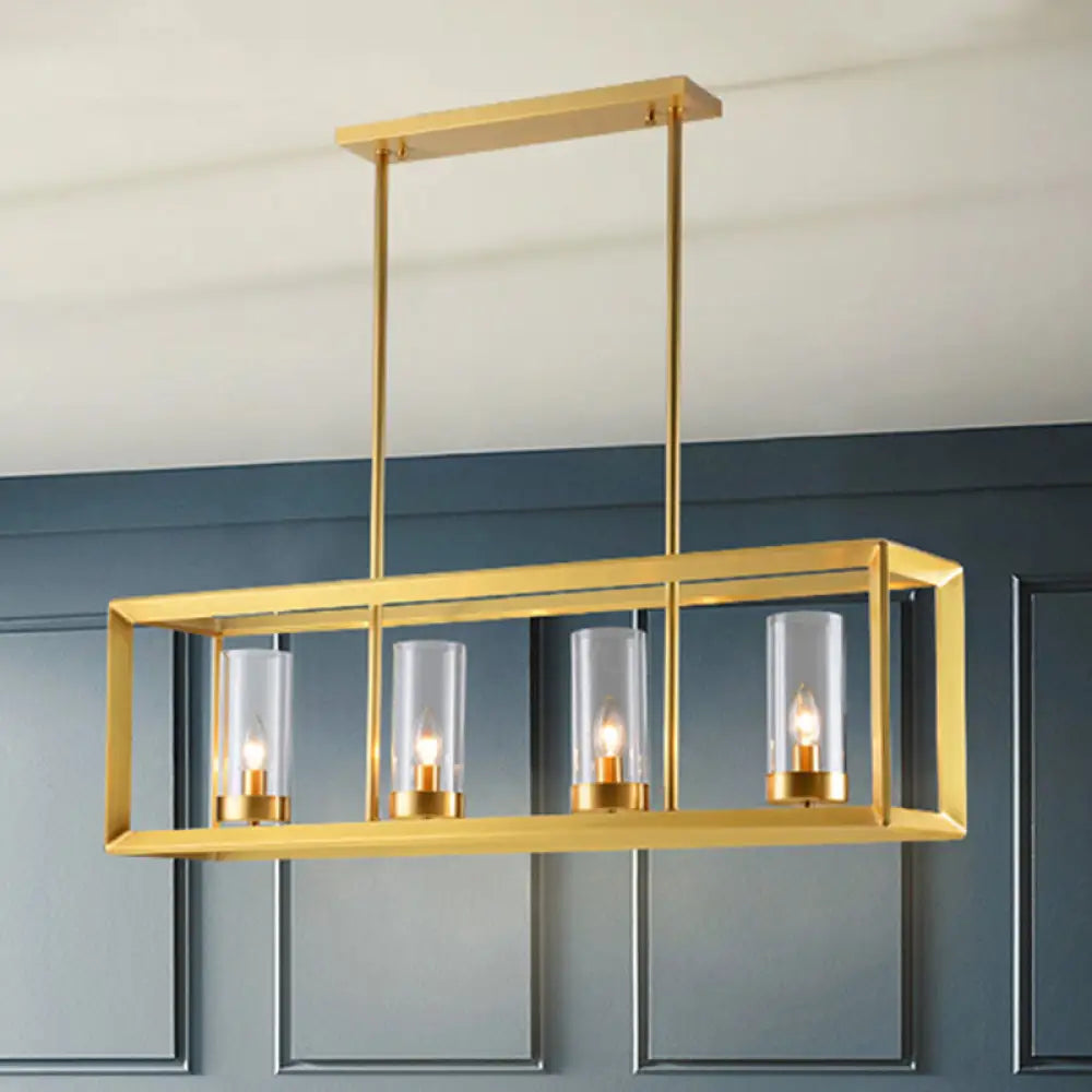 DecorBites™ Gold Pendant Island Lights with Clear Glass Shades - Perfect for Dining Rooms