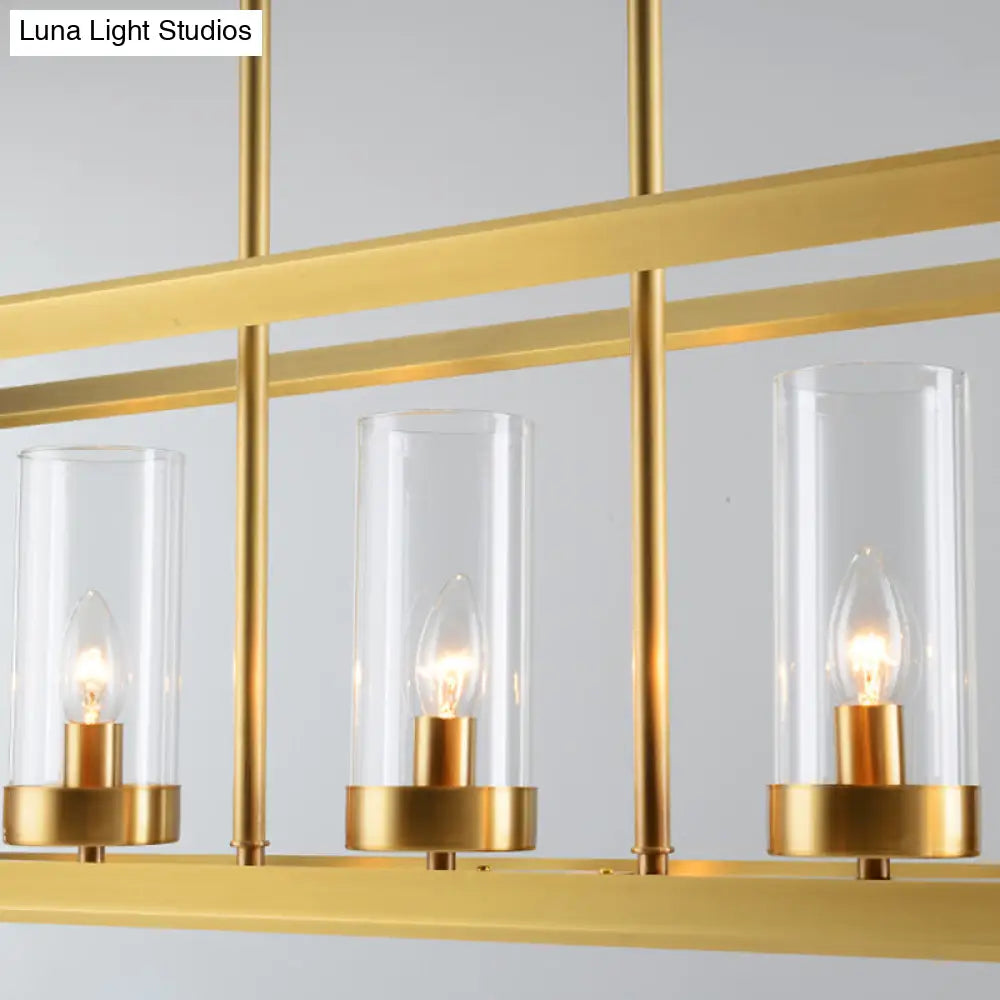 DecorBites™ Gold Pendant Island Lights with Clear Glass Shades - Perfect for Dining Rooms