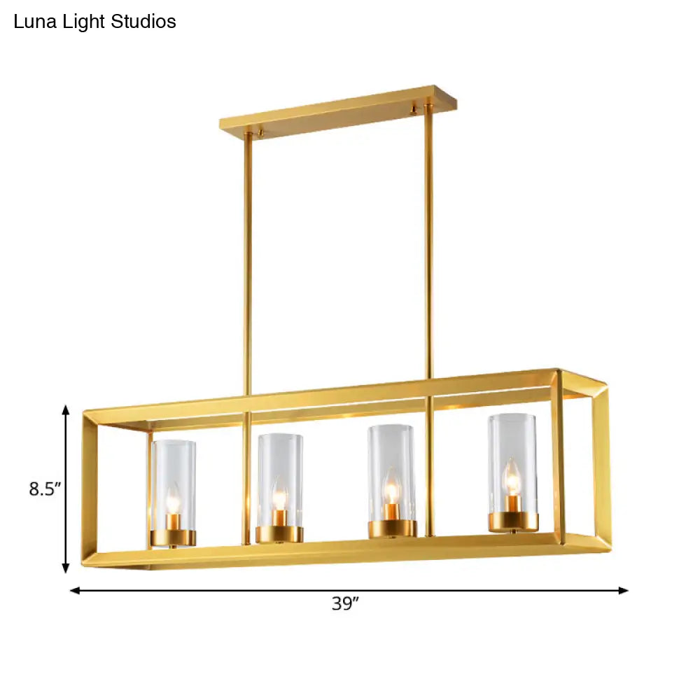 DecorBites™ Gold Pendant Island Lights with Clear Glass Shades - Perfect for Dining Rooms