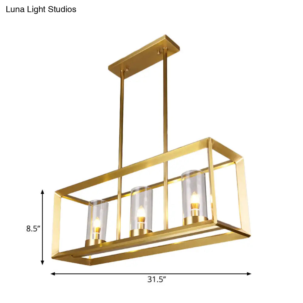DecorBites™ Gold Pendant Island Lights with Clear Glass Shades - Perfect for Dining Rooms