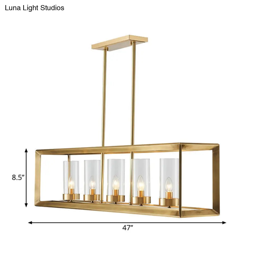 DecorBites™ Gold Pendant Island Lights with Clear Glass Shades - Perfect for Dining Rooms