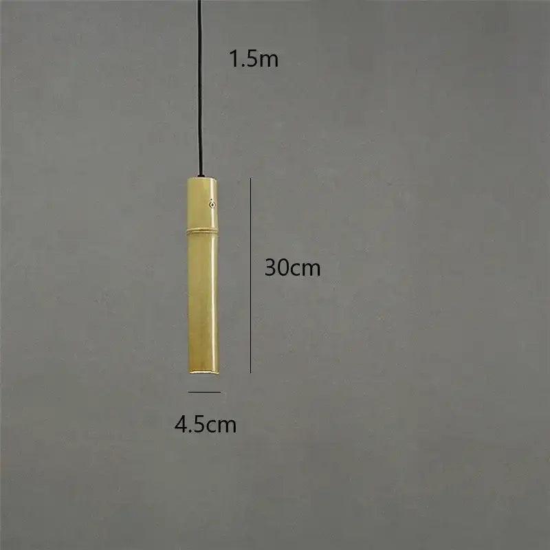 Golden bamboo tube pendant lights – dining room adjustable wire