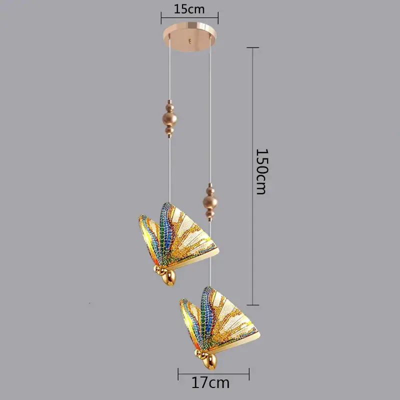 Golden butterfly led pendant light for kitchen and dining room