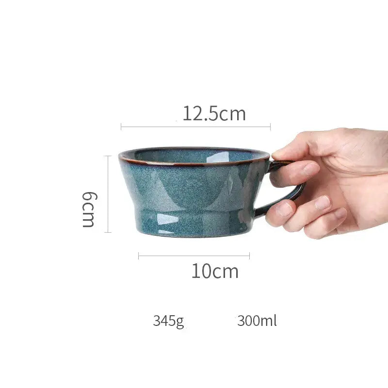 Gradient blue ceramic bowl gold rim dining room dinnerware dish