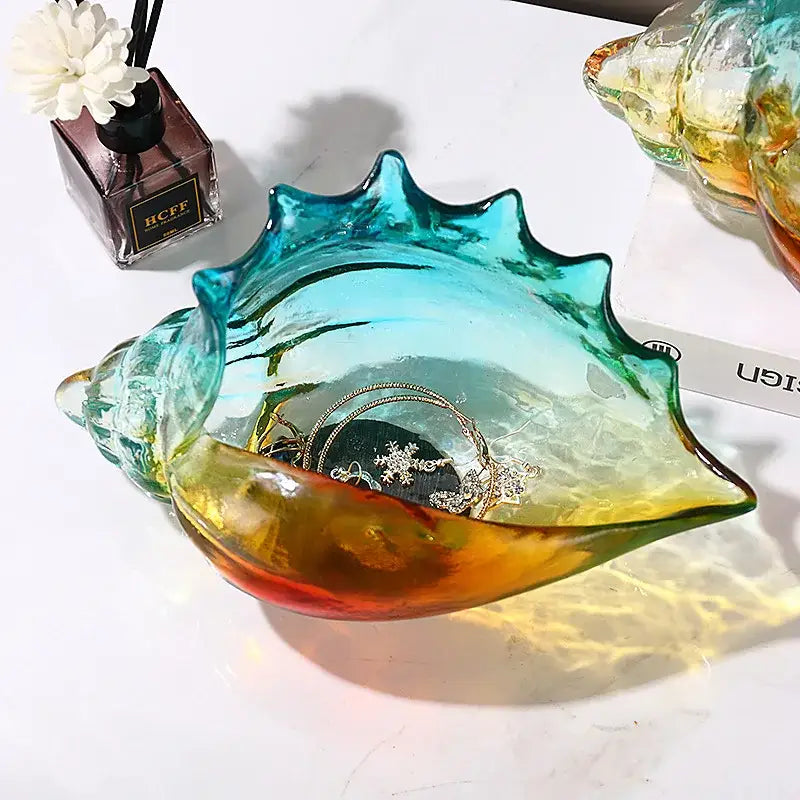 Gradient conch glass key tray living room shell handicrafts container