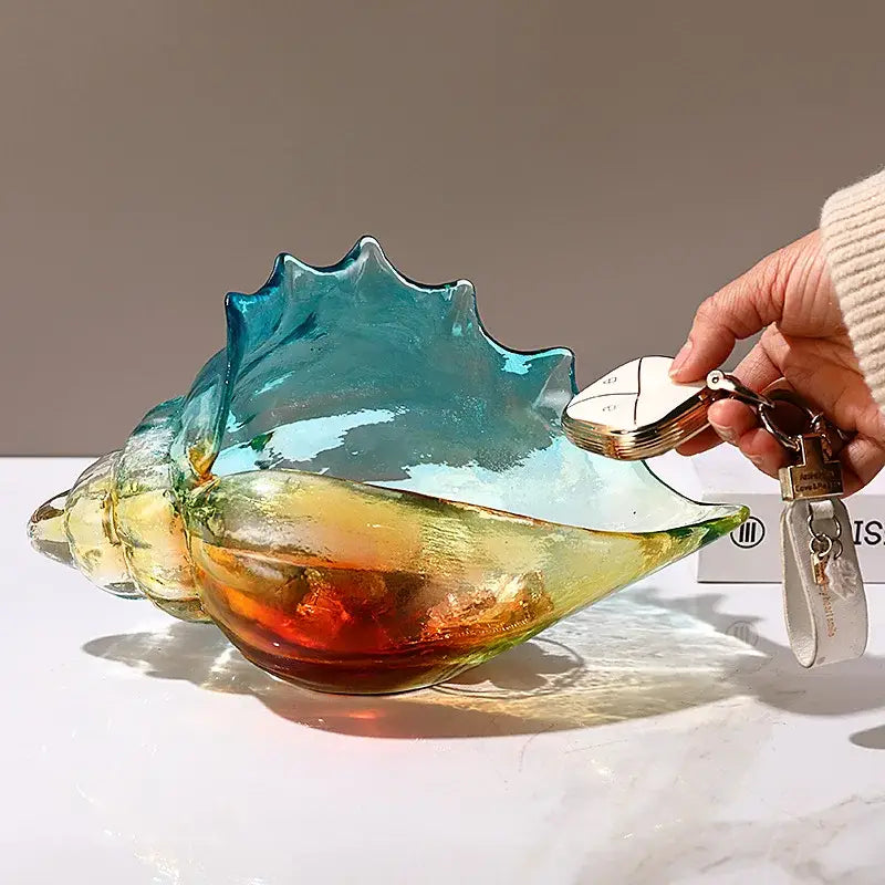 Gradient conch glass key tray living room shell handicrafts container