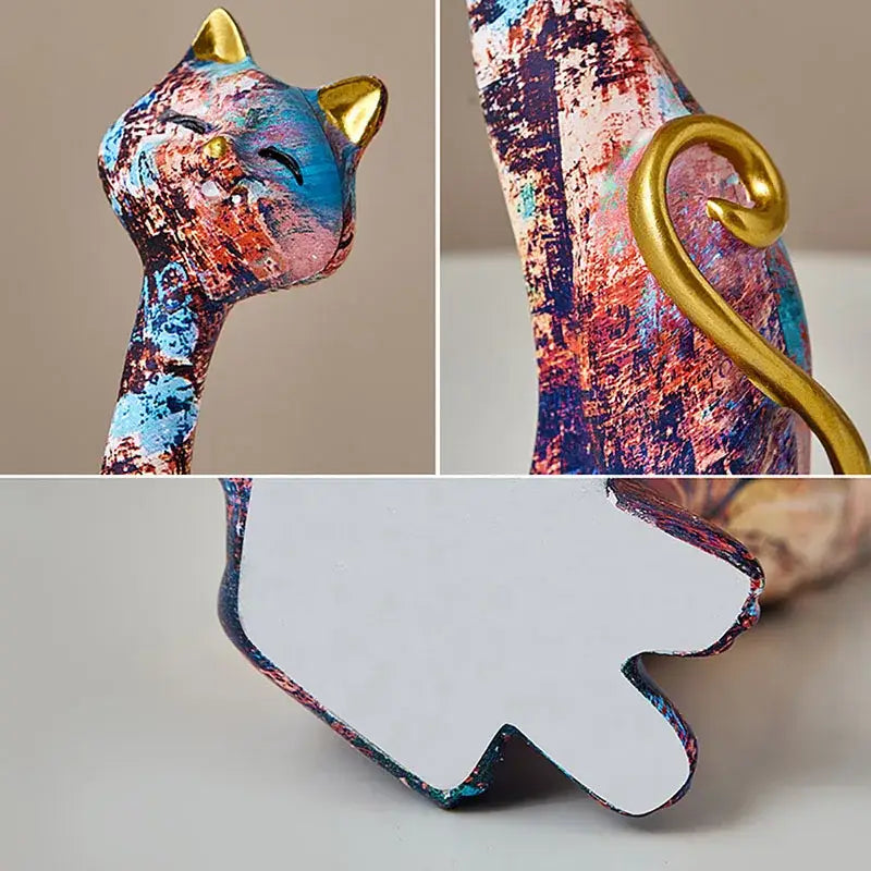 Graffiti cat lovers resin figurines living room decor