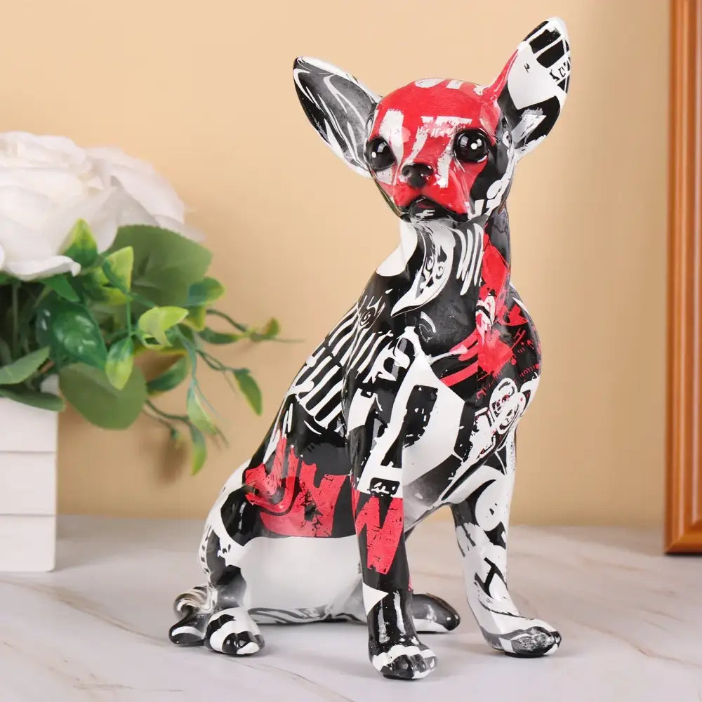 Graffiti colorful chihuahua resin statue living room decor
