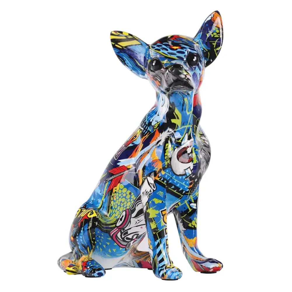 Graffiti colorful chihuahua resin statue living room decor