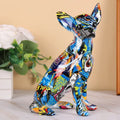 Graffiti colorful chihuahua resin statue living room decor