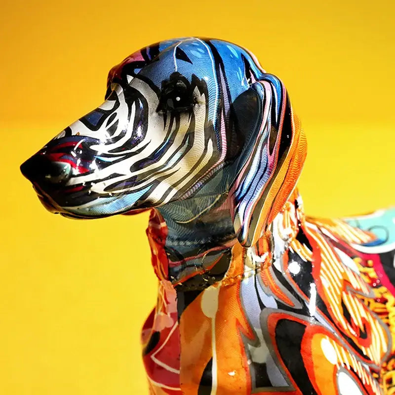 Graffiti colorful dachshund resin statue living room decor