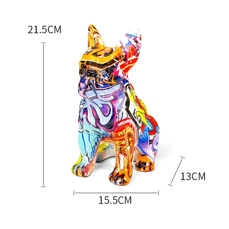 Graffiti & floral bulldog punk art resin sculptures living room decor