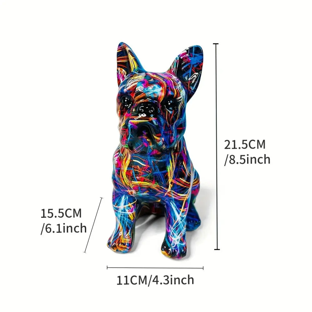 Graffiti & floral bulldog punk art resin sculptures living room decor