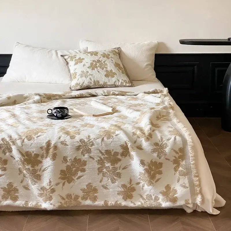Gray butterfly jacquard imitation mink fur blanket bedroom throw