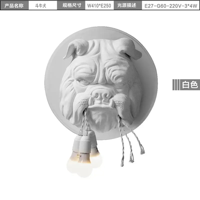 Gray concrete decorbites bulldog wall lamp bedroom triple bulb sconce