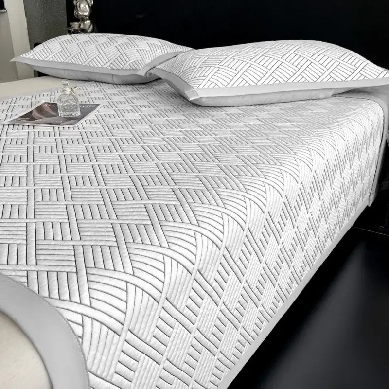 Gray cooling ice bean mesh quilted mattress pad bedroom bed mat