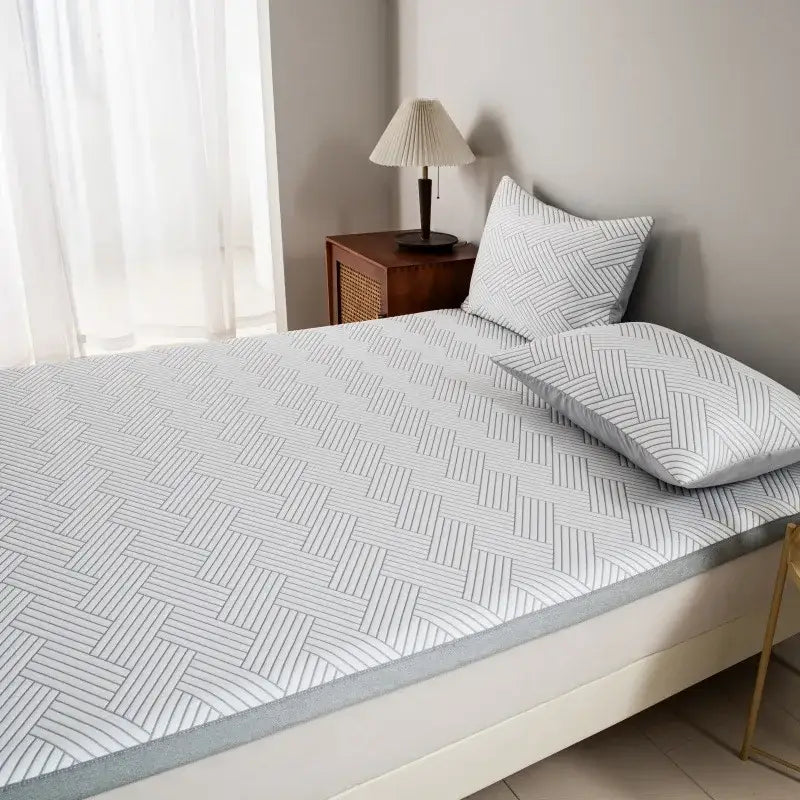Gray cooling ice bean mesh quilted mattress pad bedroom bed mat
