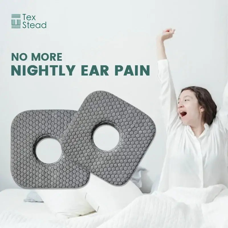 Gray hexagonal textured ear hole sleeper pillow bedroom comfort