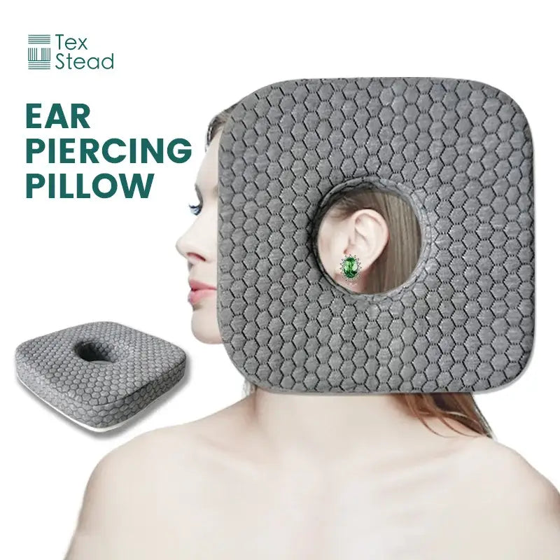 Gray hexagonal textured ear hole sleeper pillow bedroom comfort