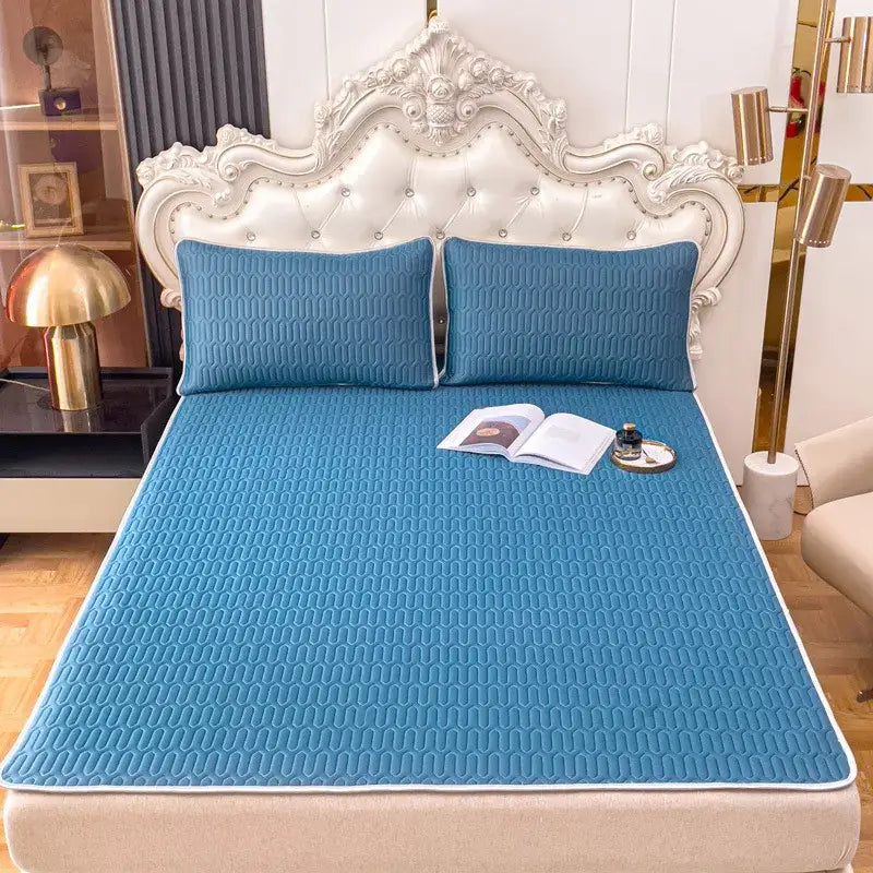 Gray quilted cooling latex summer mat set bedroom bed pad