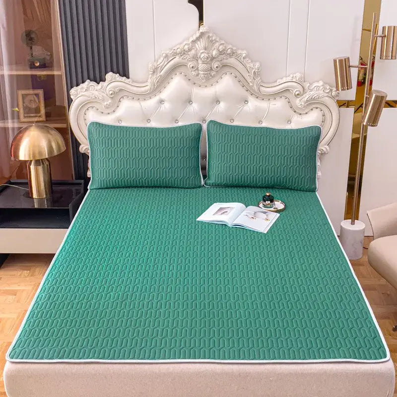 Gray quilted cooling latex summer mat set bedroom bed pad