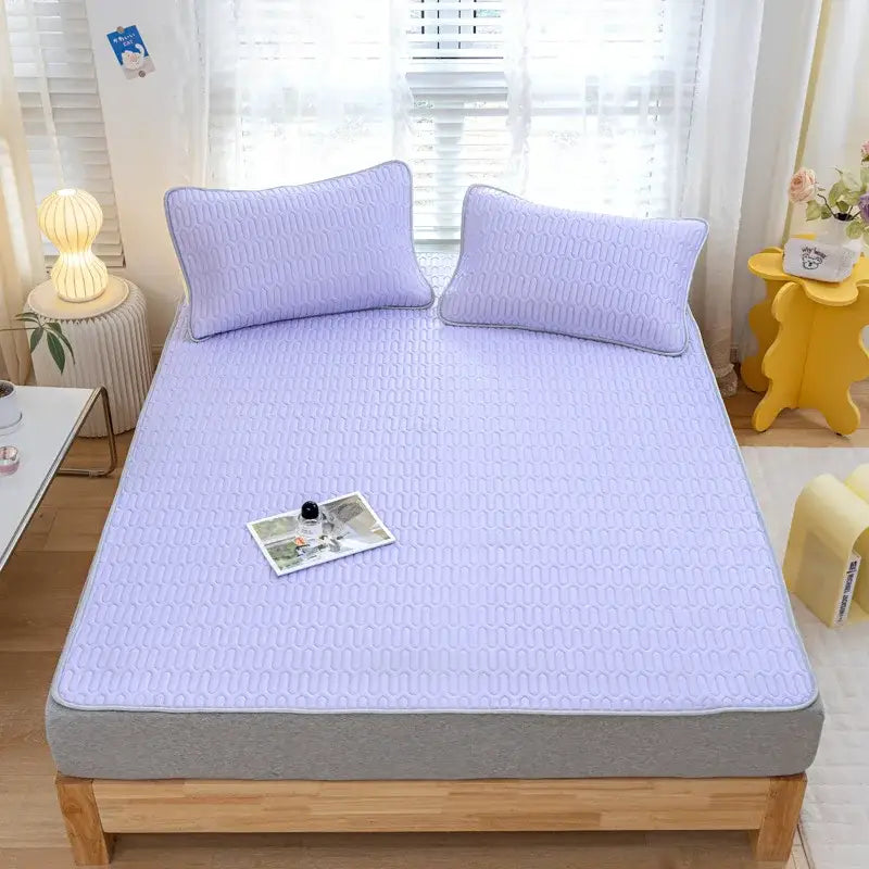 Gray quilted cooling latex summer mat set bedroom bed pad